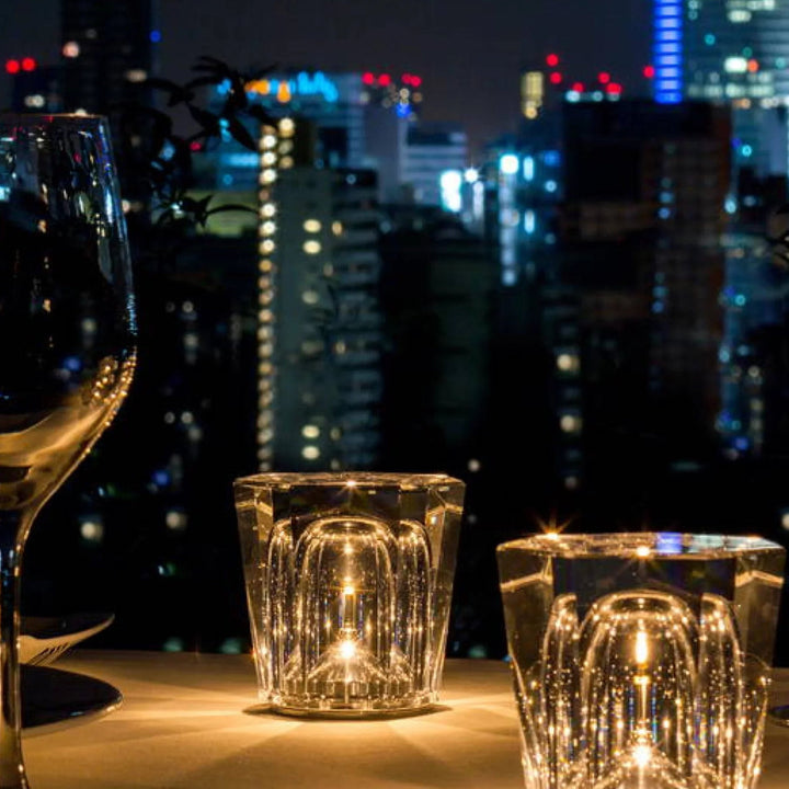 Crystal Table Lamp VÉLORIA | Diamond Look & 360° Light Play | Wireless & USB Rechargeable | Up to 12 hrs. Light Duration | Kalsten