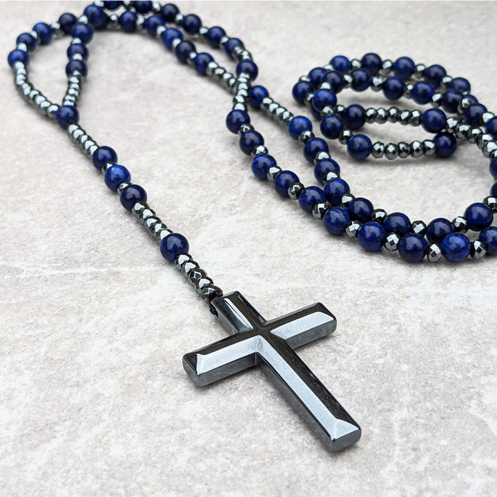 Kalsten | Orion Spiritual Necklace with Tiger Eye & Lapis Lazuli – Men's Rosary