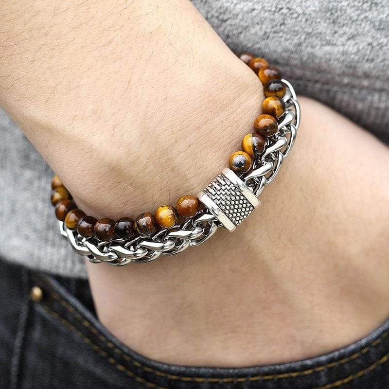 Tiger Eye Beaded Bracelet for Men "The Warrior" - Asher Kalsten