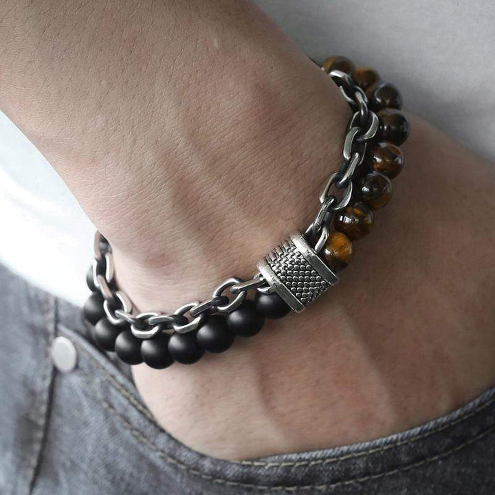 Tiger Eye Beaded Bracelet for Men "The Warrior" - Asher Kalsten