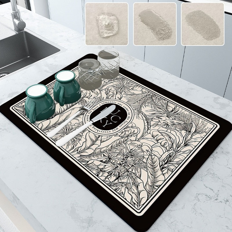 Kitchen Drain Mat Absorbent Drying Mat Table Protection Pad | Karnz