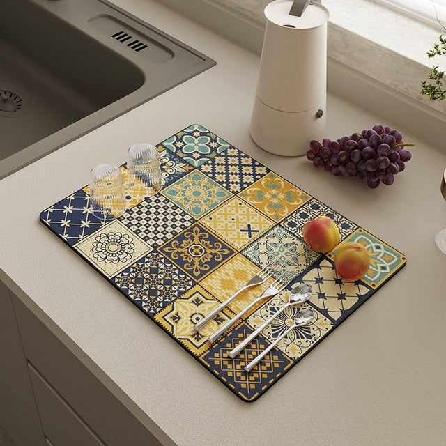 Kitchen Drain Mat Absorbent Drying Mat Table Protection Pad | Karnz