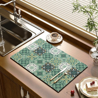 Kitchen Drain Mat Absorbent Drying Mat Table Protection Pad | Karnz