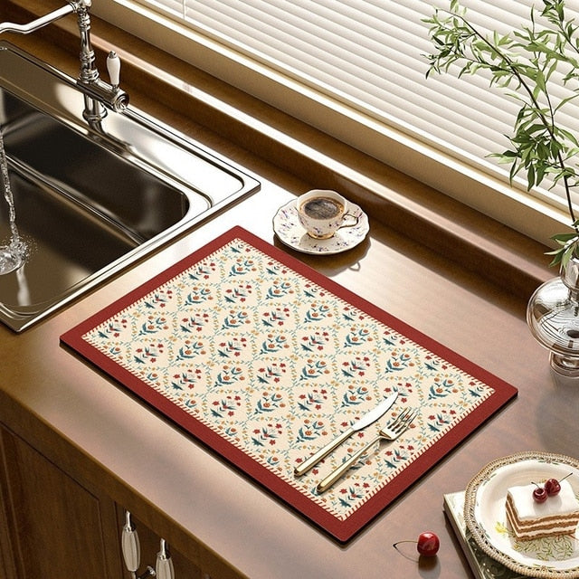 Kitchen Drain Mat Absorbent Drying Mat Table Protection Pad | Karnz