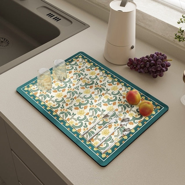 Kitchen Drain Mat Absorbent Drying Mat Table Protection Pad | Karnz