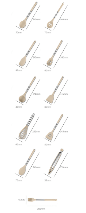 Kalsten | KITCHENORA – Complete Utensil Set with Silicone Heads & Wood-Style Handles