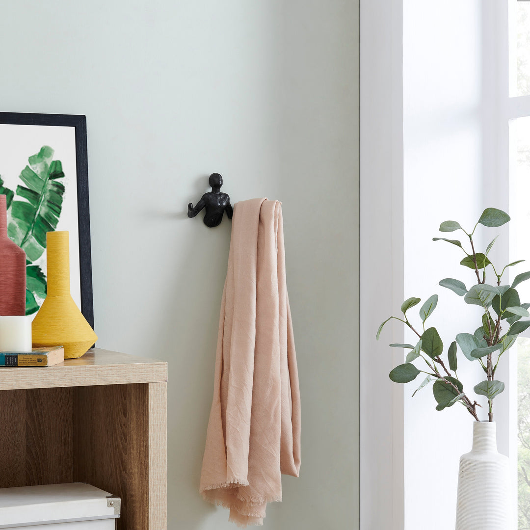 Kalsten | Protruding "Palms Up" Cast Iron Decorative Black Wall Mount Hooks (Set of 2)