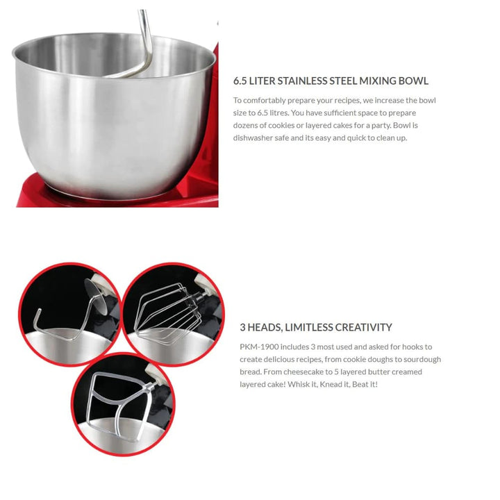 Royalty Line Kitchen Machine 1,900 W 6.5 Liter (Mixer) | Kalsten