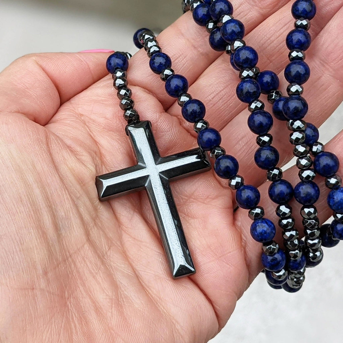 Skanto | Orion Spiritual Necklace with Tiger's Eye & Lapis Lazuli – Men's Rosary