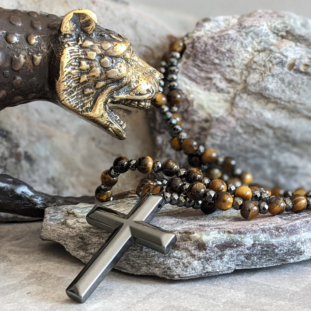 Kalsten | Orion Spiritual Necklace with Tiger Eye & Lapis Lazuli – Men's Rosary