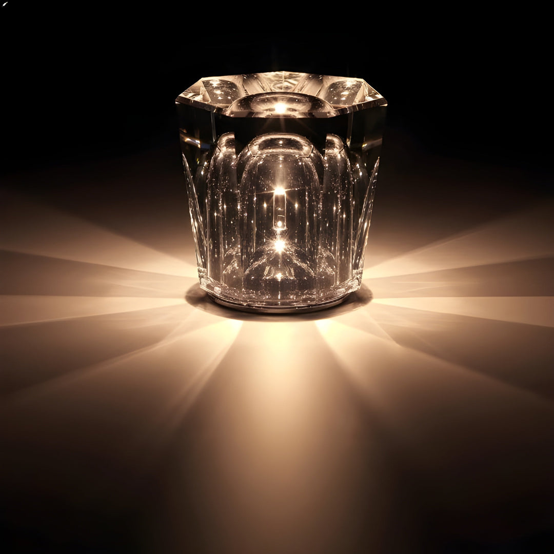 Crystal Table Lamp VÉLORIA | Diamond Look & 360° Light Play | Wireless & USB Rechargeable | Up to 12 hrs. Light Duration | Kalsten