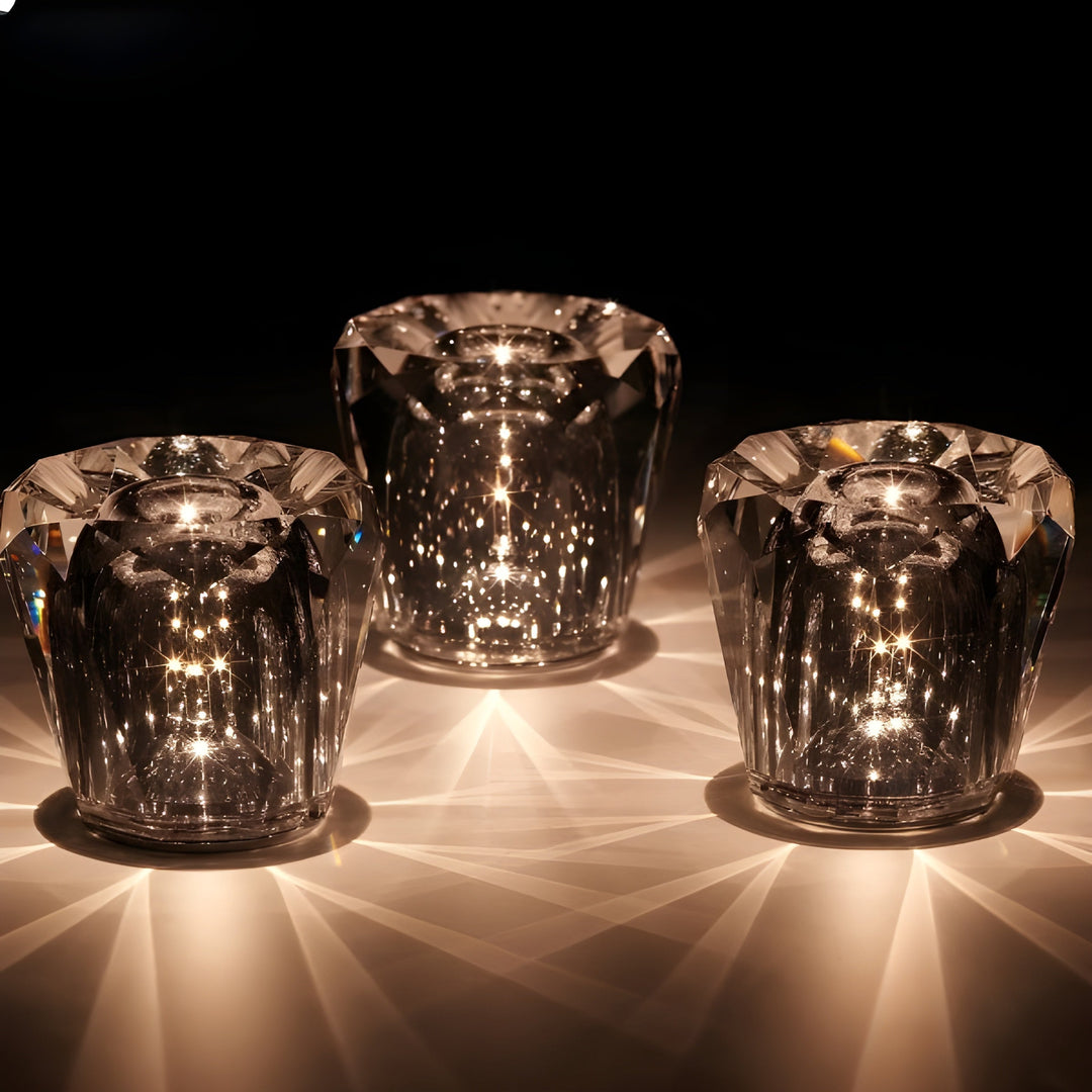 Crystal Table Lamp VÉLORIA | Diamond Look & 360° Light Play | Wireless & USB Rechargeable | Up to 12 hrs. Light Duration | Kalsten