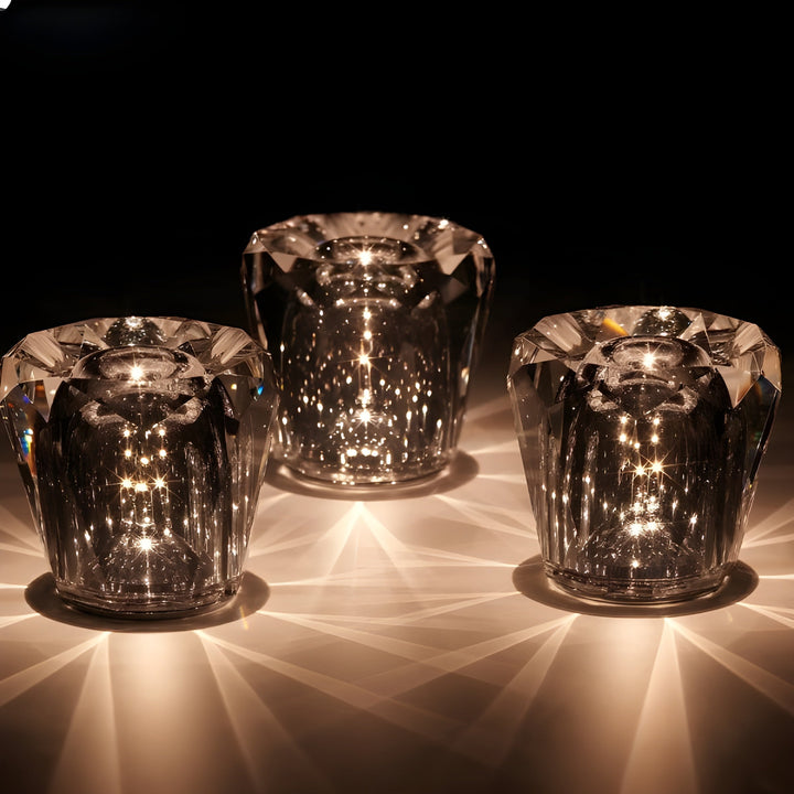 Crystal Table Lamp VÉLORIA | Diamond Look & 360° Light Play | Wireless & USB Rechargeable | Up to 12 hrs. Light Duration | Kalsten