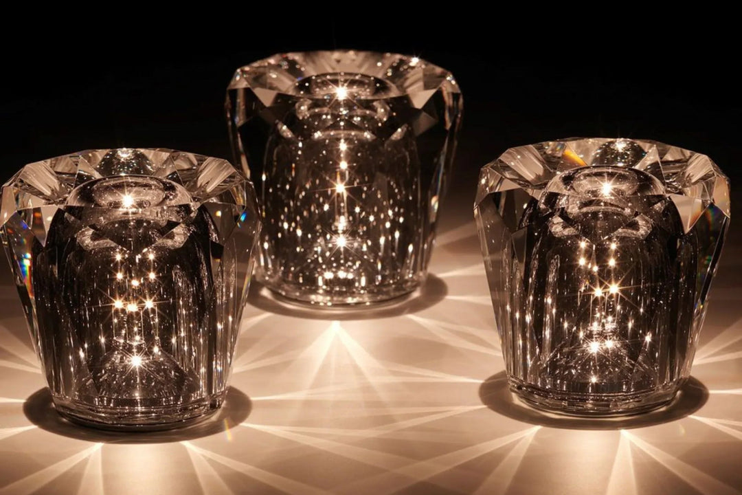 Crystal Table Lamp VÉLORIA | Diamond Look & 360° Light Play | Wireless & USB Rechargeable | Up to 12 hrs. Light Duration | Kalsten