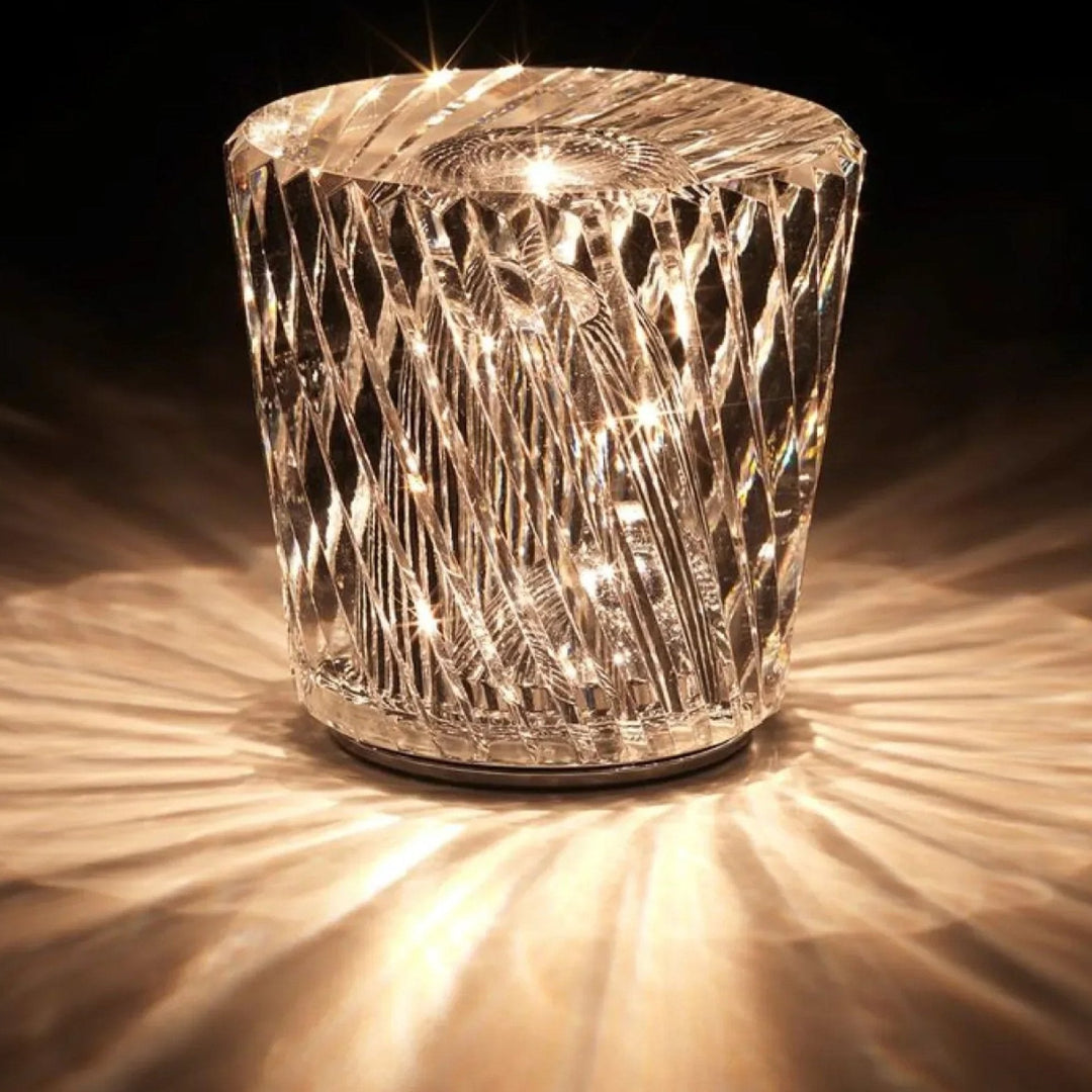 Crystal Table Lamp VÉLORIA | Diamond Look & 360° Light Play | Wireless & USB Rechargeable | Up to 12 hrs. Light Duration | Kalsten