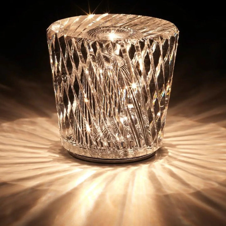 Crystal Table Lamp VÉLORIA | Diamond Look & 360° Light Play | Wireless & USB Rechargeable | Up to 12 hrs. Light Duration | Kalsten