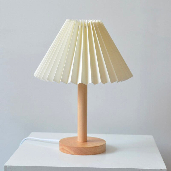 Wood bedside lamp with folded shade | Kalsten