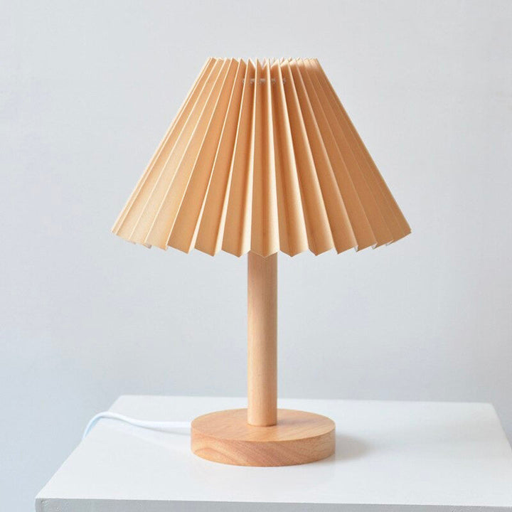 Wood bedside lamp with folded shade | Kalsten