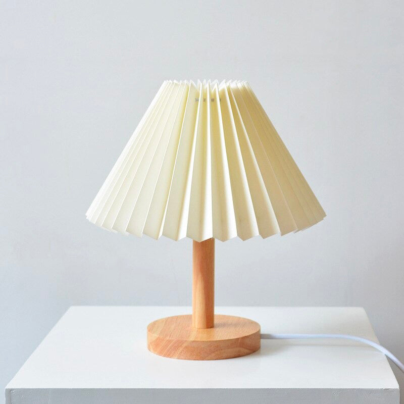 Wood bedside lamp with folded shade | Kalsten