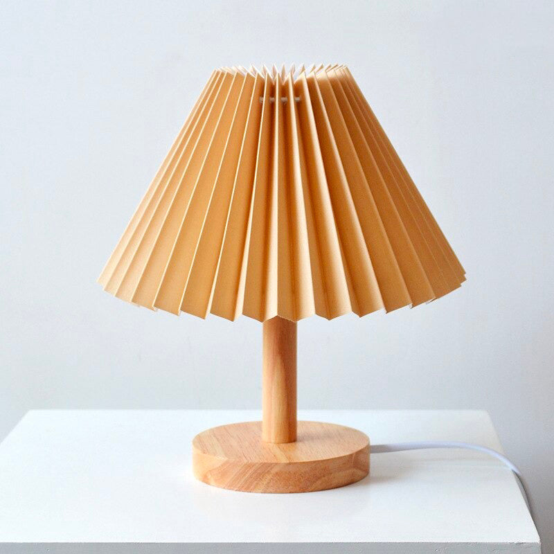 Wood bedside lamp with folded shade | Kalsten