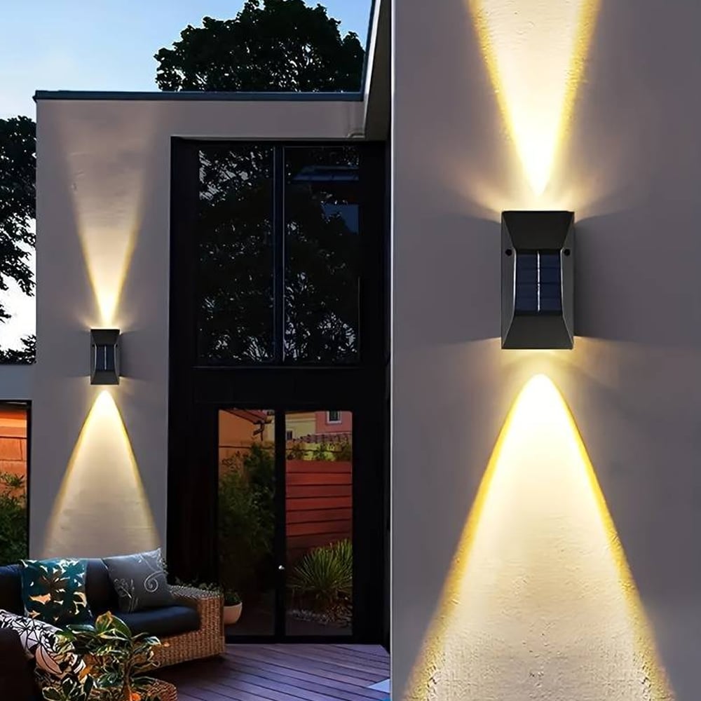 LED solar cell wall light (up-downlight), 2 pcs. Black | Kalsten