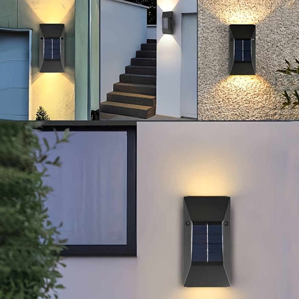LED solar cell wall light (up-downlight), 2 pcs. Black | Kalsten