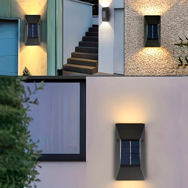 LED solar cell wall light (up-downlight), 2 pcs. Black | Kalsten