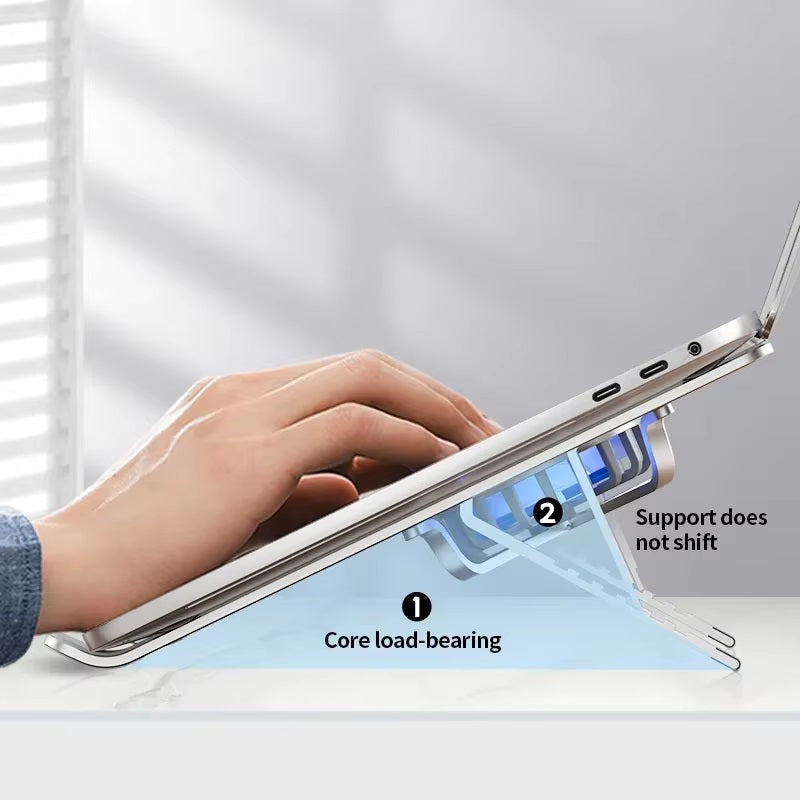 Kalsten | Foldable Laptop Stand with 360° Rotating Cooling Fans and Adjustable Height