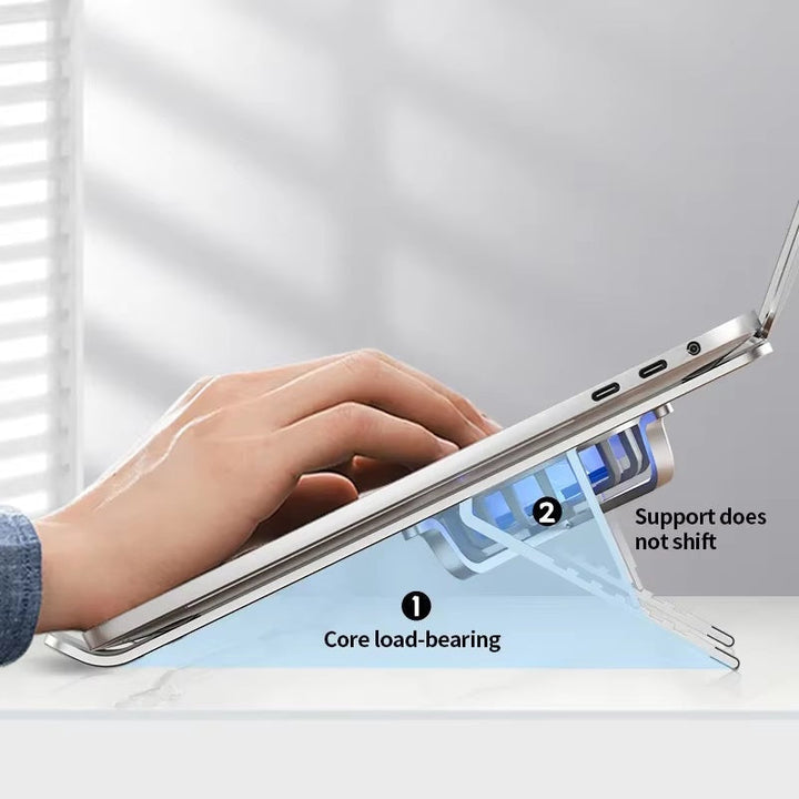 Kalsten | Foldable Laptop Stand with 360° Rotating Cooling Fans and Adjustable Height