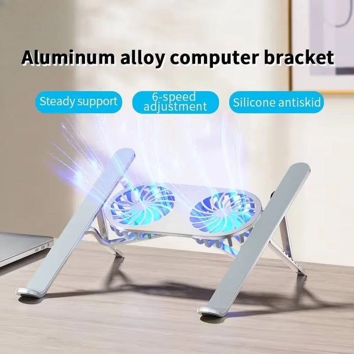 Kalsten | Foldable Laptop Stand with 360° Rotating Cooling Fans and Adjustable Height