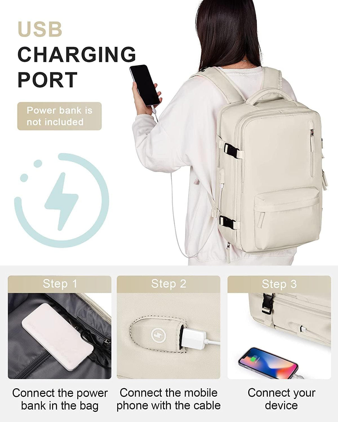 Waterproof Travel Backpack with Shoe Compartment & USB Port – 14" Laptop Fit | Kalsten