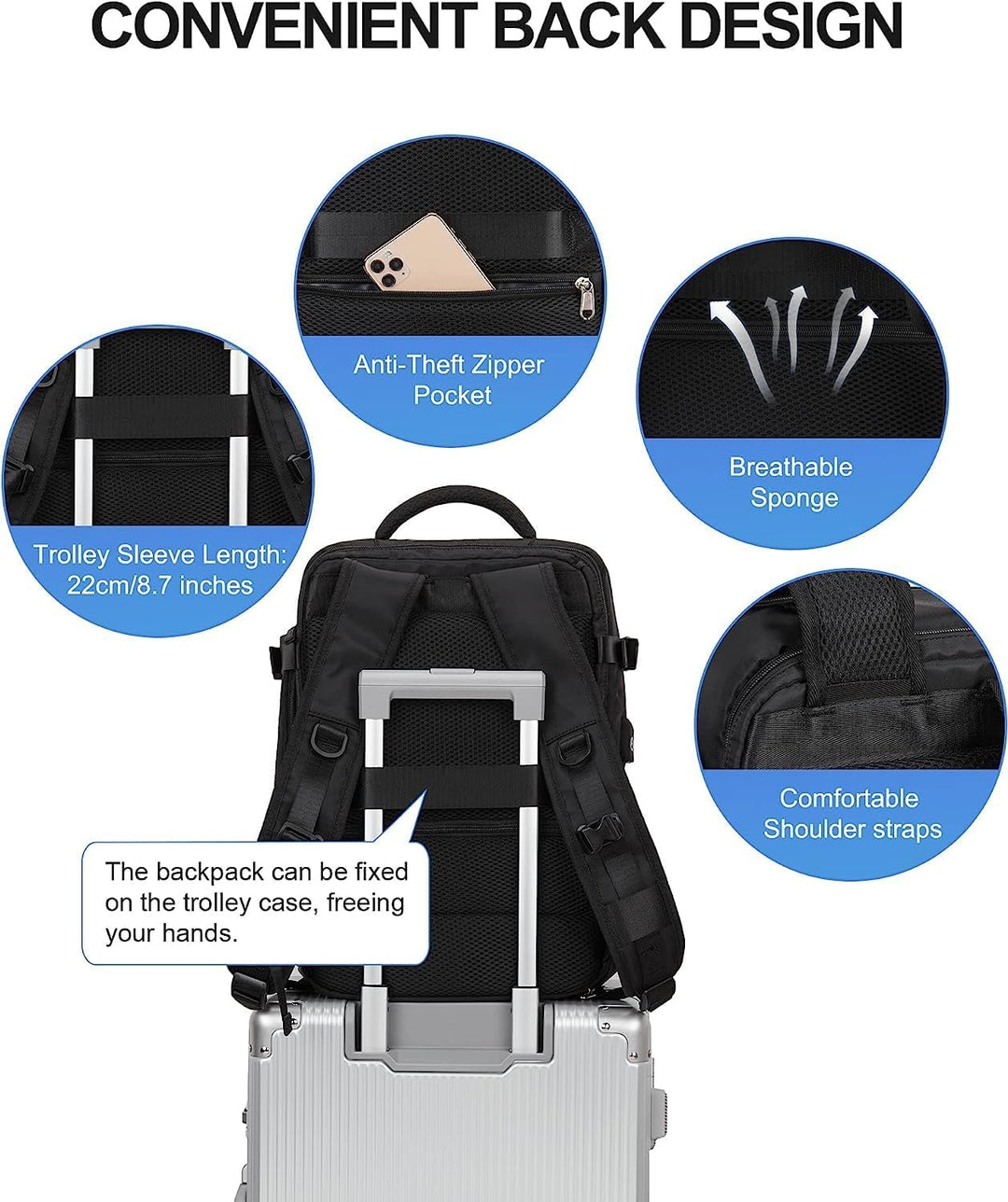 Waterproof Travel Backpack with Shoe Compartment & USB Port – 14" Laptop Fit | Kalsten