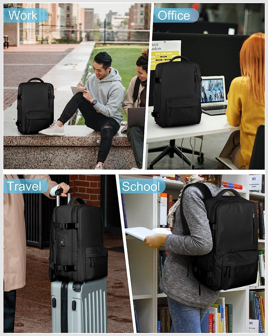 Waterproof Travel Backpack with Shoe Compartment & USB Port – 14" Laptop Fit | Kalsten