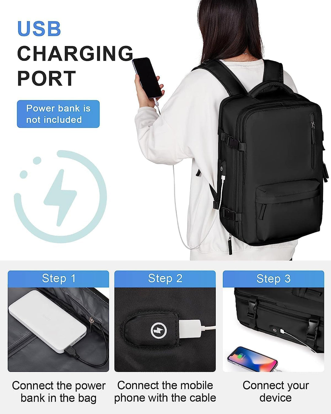 Waterproof Travel Backpack with Shoe Compartment & USB Port – 14" Laptop Fit | Kalsten
