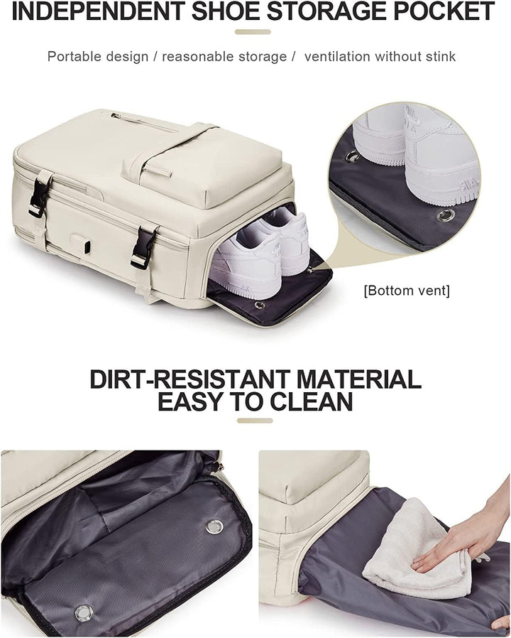 Waterproof Travel Backpack with Shoe Compartment & USB Port – 14" Laptop Fit | Kalsten