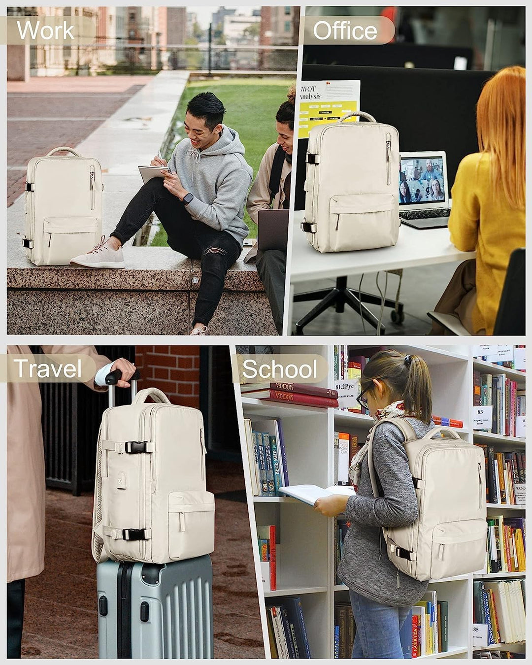 Waterproof Travel Backpack with Shoe Compartment & USB Port – 14" Laptop Fit | Kalsten