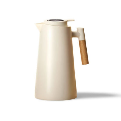 Skanto | Lattea – Thermos Carafe with Temperature Display, Leak-Proof Design, and Wooden Handle