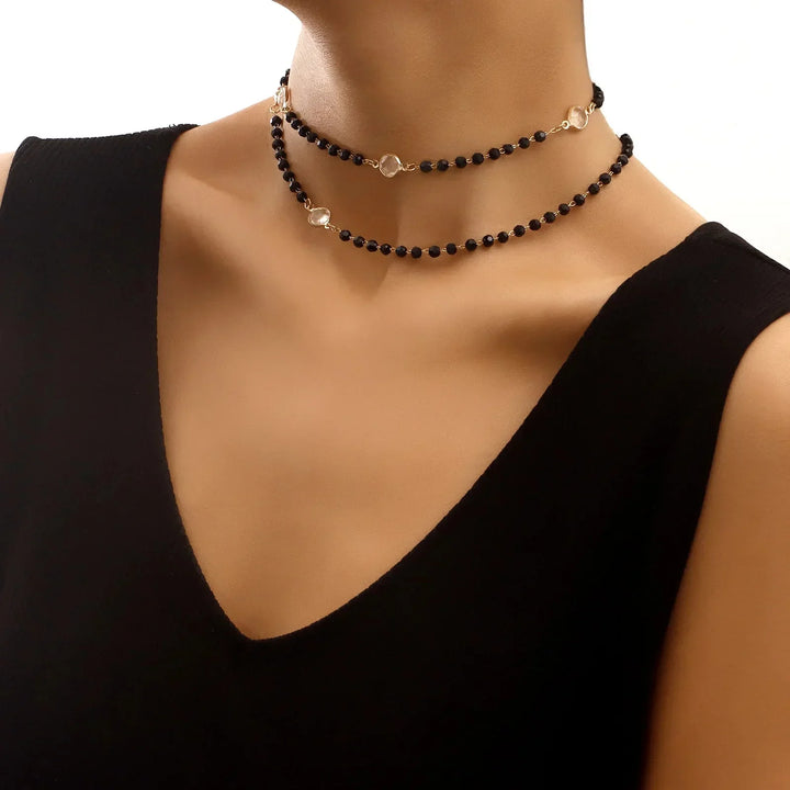 Kalsten | Layered Black Crystal Necklace