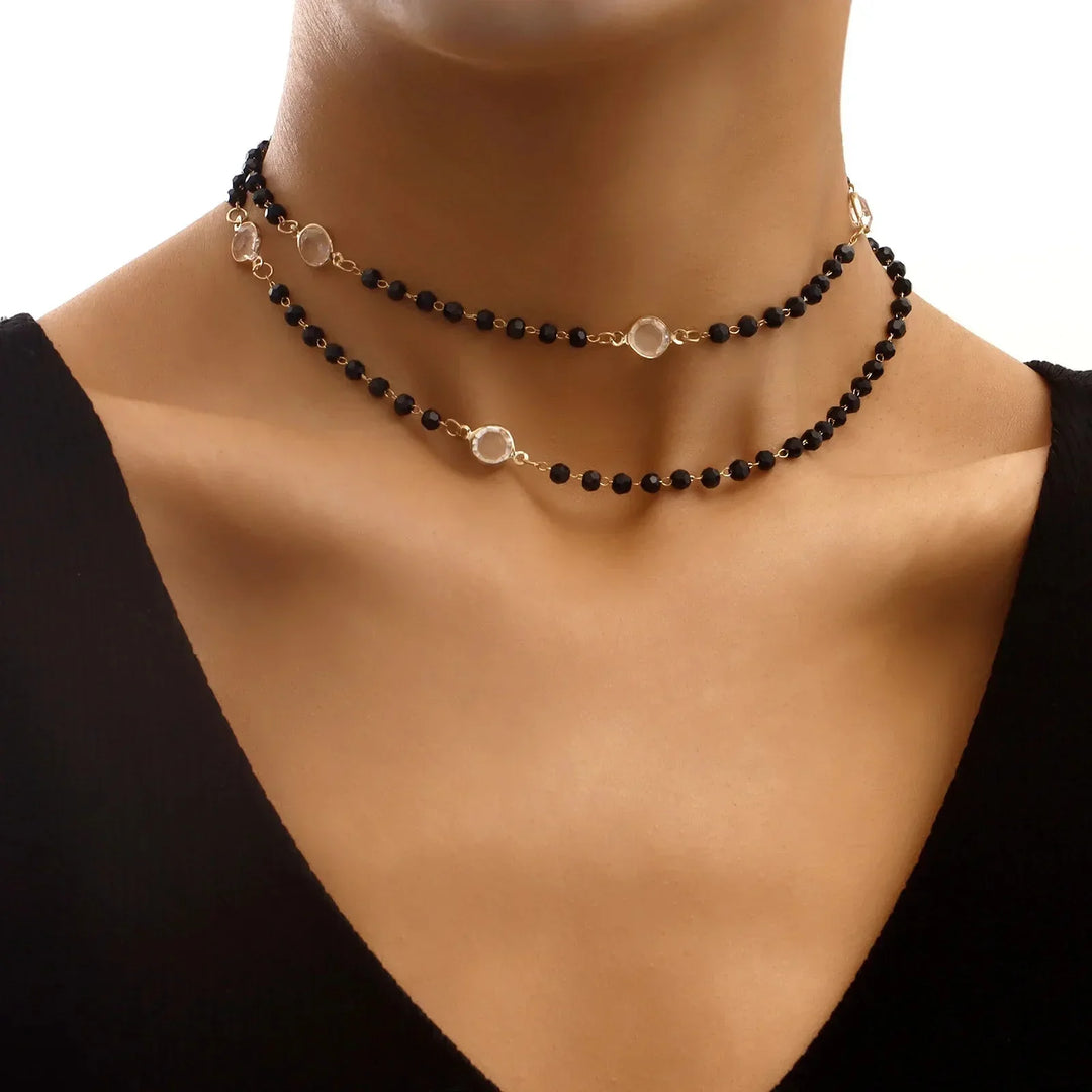 Kalsten | Layered Black Crystal Necklace
