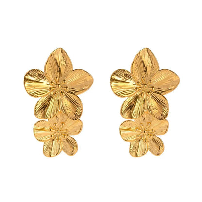 BowLift | Layered Hibiscus Flower Floral Earrings
