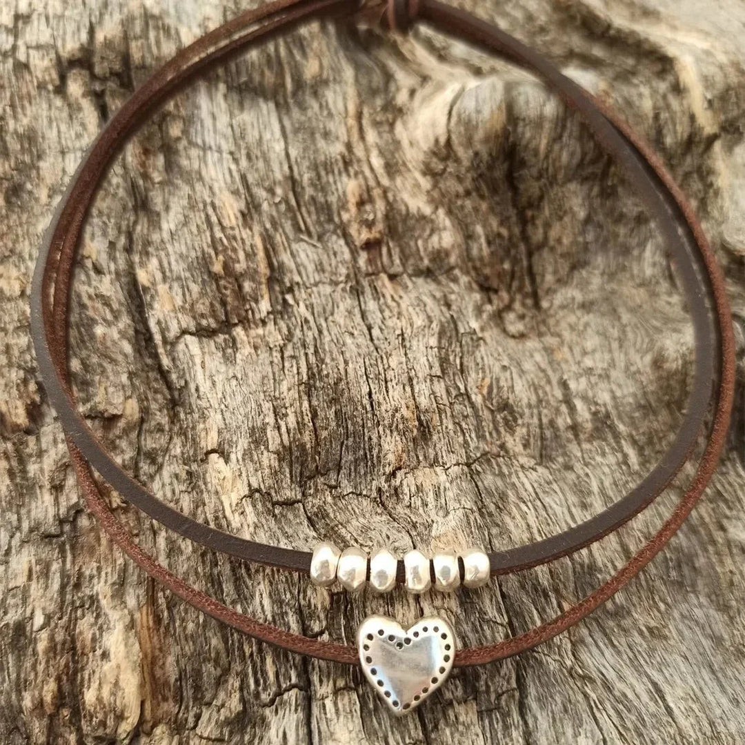 Kalsten | Layered Leather Heart Choker Necklace