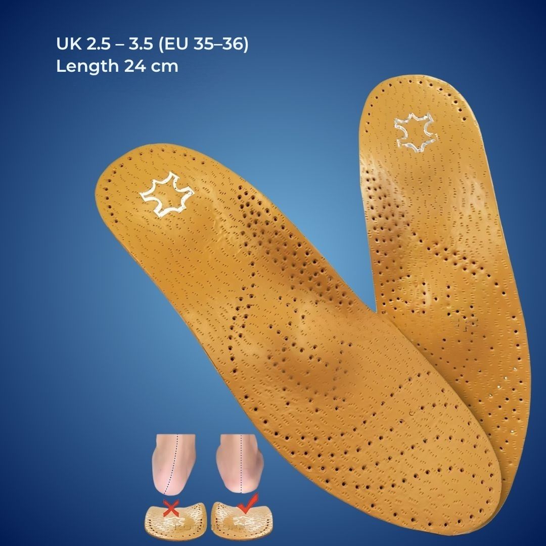LeatherGuard Orthopedic Leather Shoe Insole | Shock Absorption - Arch Support - Comfortable Insole - Foot Pain Relief - Moisture Wicking Kalsten