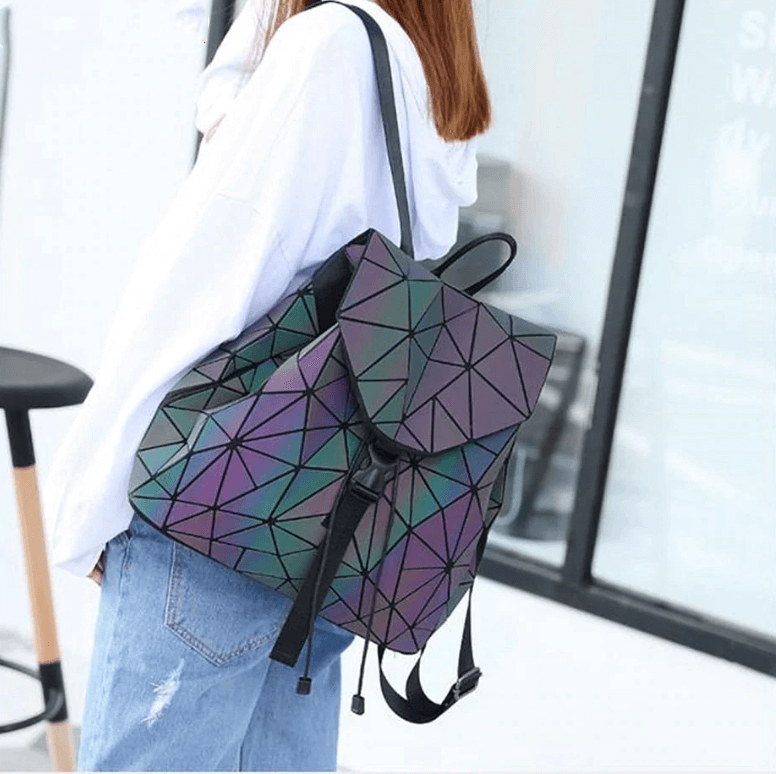 Reflective Colour-Changing Geometric Backpack for Women | Kalsten