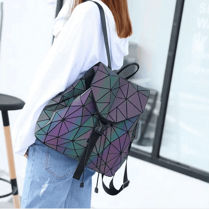 Reflective Colour-Changing Geometric Backpack for Women | Kalsten