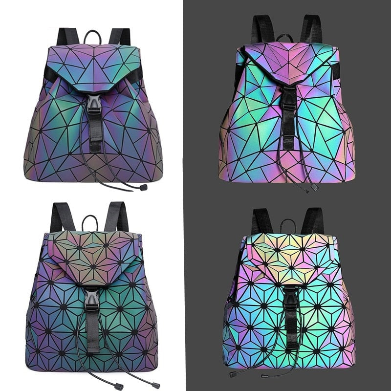 Reflective Colour-Changing Geometric Backpack for Women | Kalsten