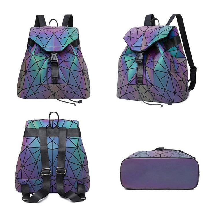 Reflective Colour-Changing Geometric Backpack for Women | Kalsten