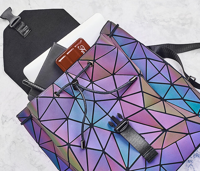 Reflective Colour-Changing Geometric Backpack for Women | Kalsten