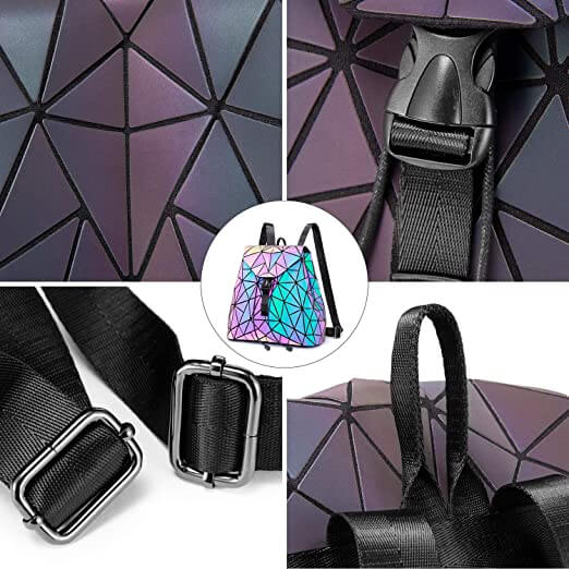 Reflective Colour-Changing Geometric Backpack for Women | Kalsten