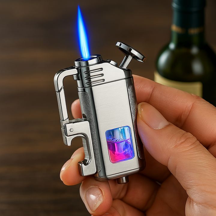 Modern Windproof Metal  Bottle Opener Keychain Lighter | Kalsten