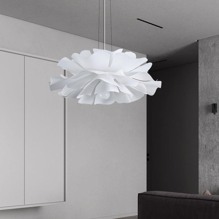 Pendant Light Acrylic Metal 15.7 in White Lotus Flower Dining Bedroom Living Room Lighting Fixture | Kalsten